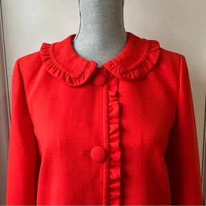 CLAUDIE PIERLOT Bright Red Frill Trim Jacket